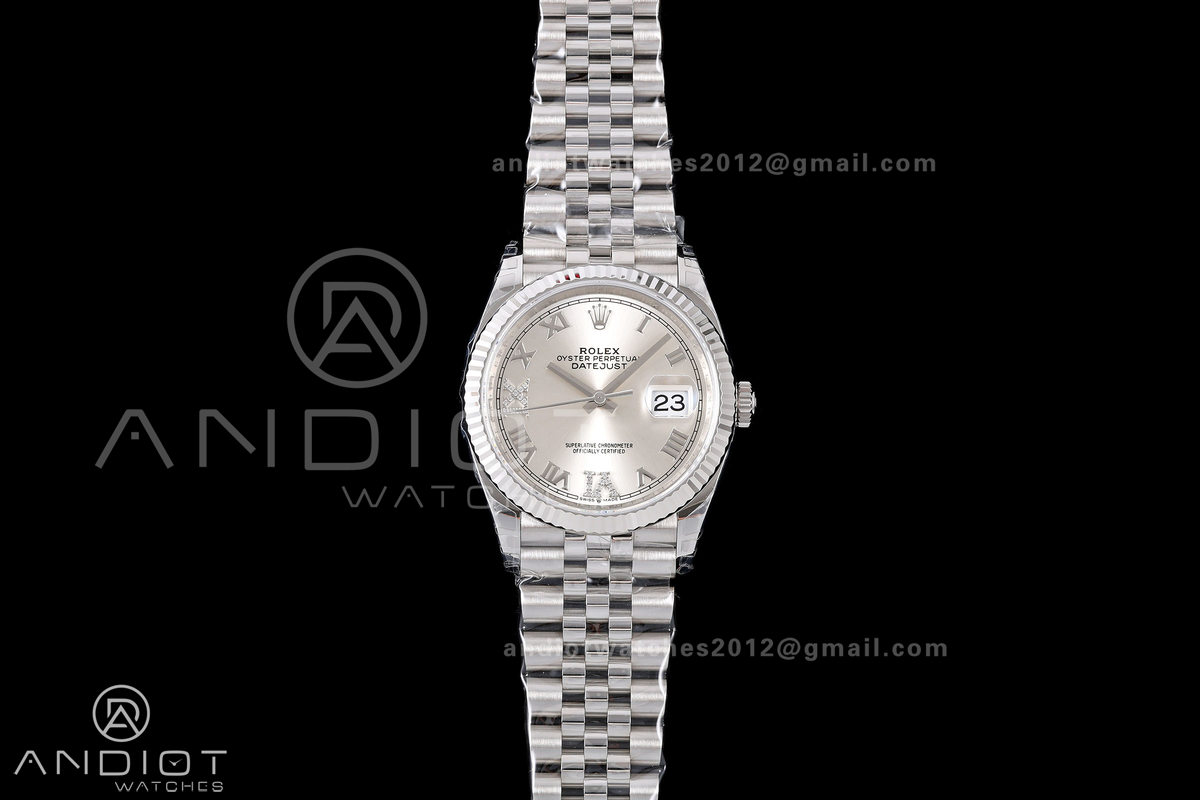 DateJust 36 SS 126234 VSF 1:1 Best Edition 904L Steel Silver Diamonds Roman Dial on Jubilee Bracelet VS3235 V2
